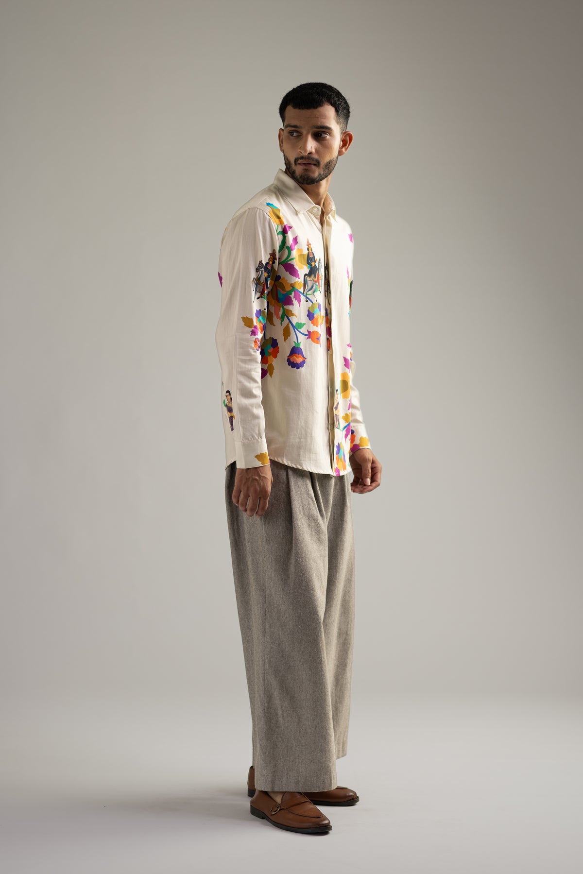 Kalighat Ensemble Shirt - Men - Off White - Giza Cotton