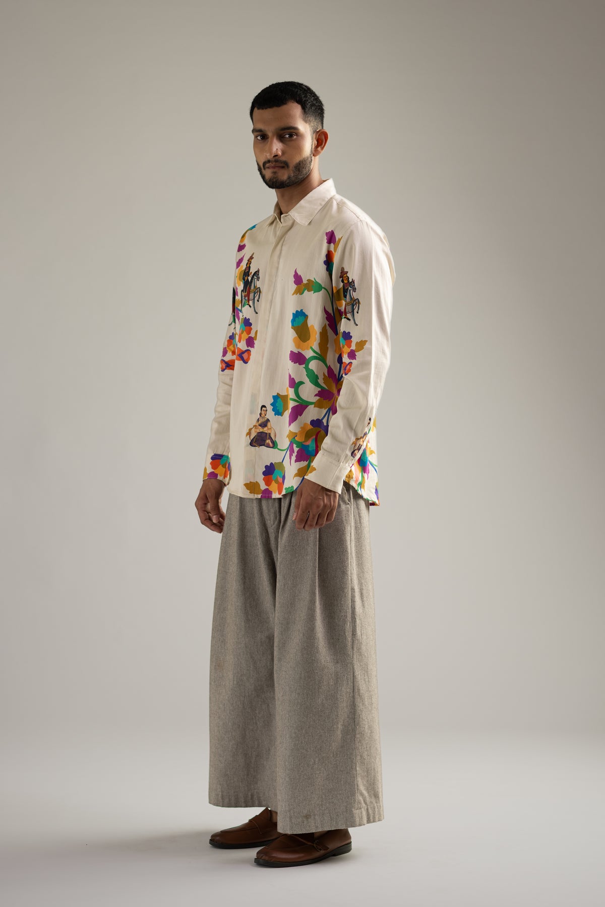 Kalighat Ensemble Shirt - Men - Off White - Giza Cotton