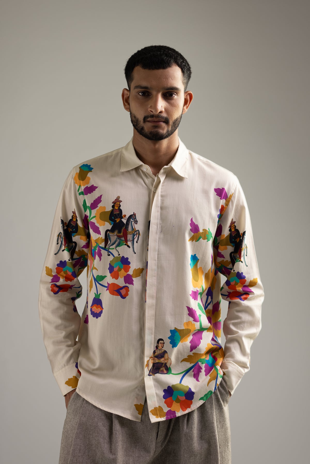 Kalighat Ensemble Shirt - Men - Off White - Giza Cotton