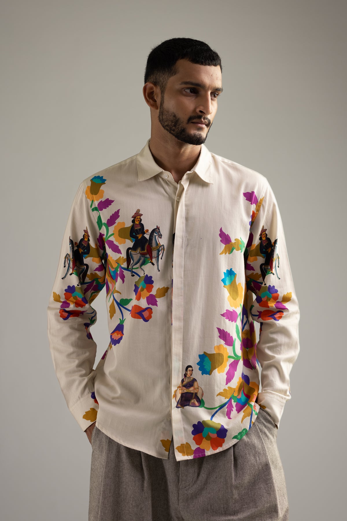 Kalighat Ensemble Shirt - Men - Off White - Giza Cotton