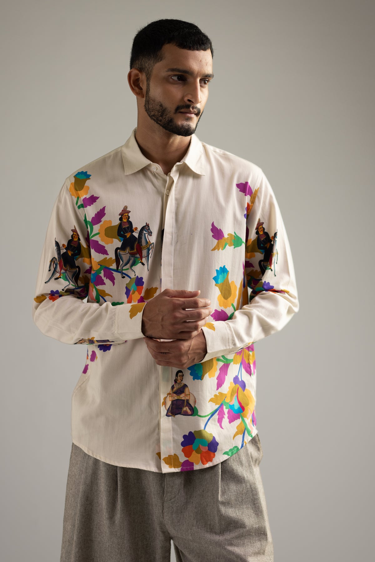 Kalighat Ensemble Shirt - Men - Off White - Giza Cotton