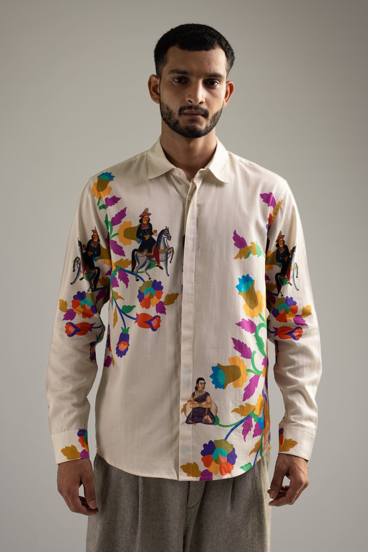 Kalighat Ensemble Shirt - Men - Off White - Giza Cotton