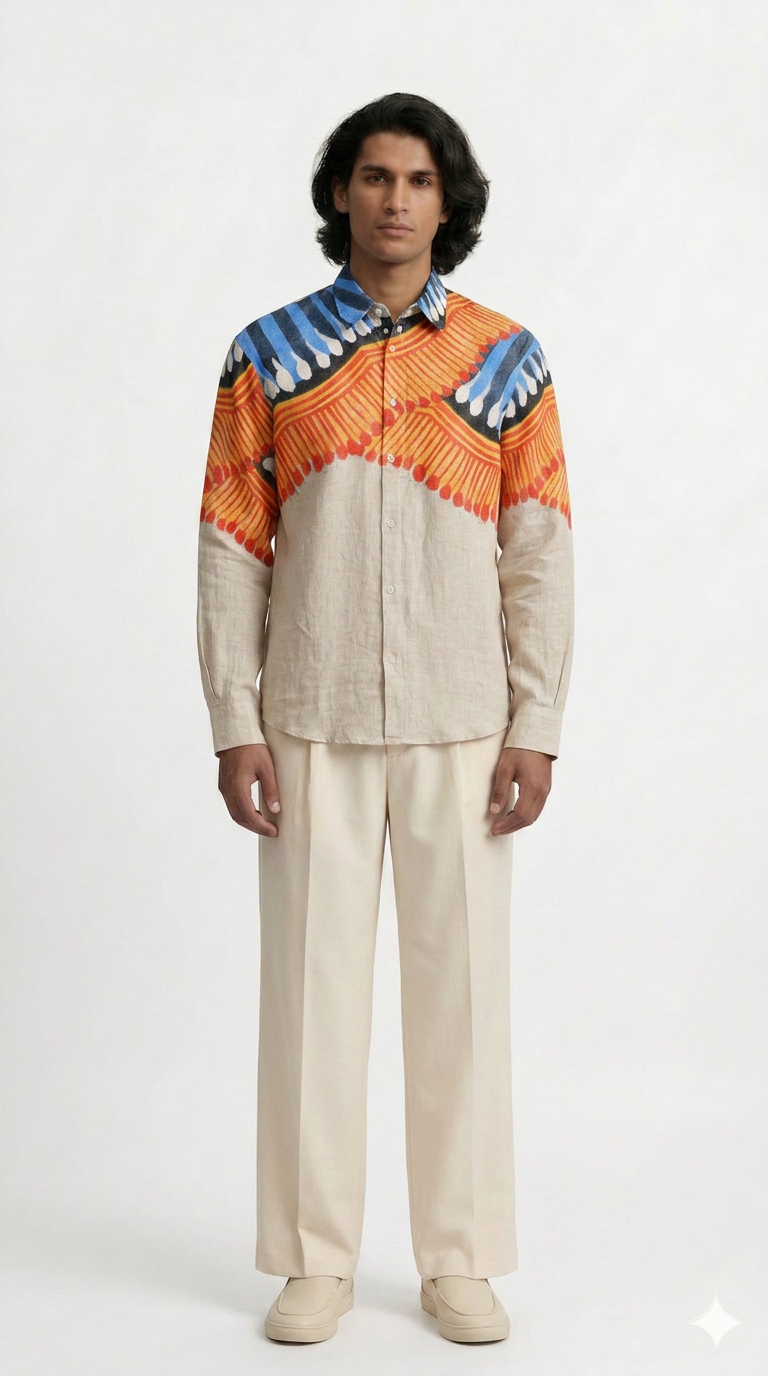 Kalighat Fire Shirt Set Men front view