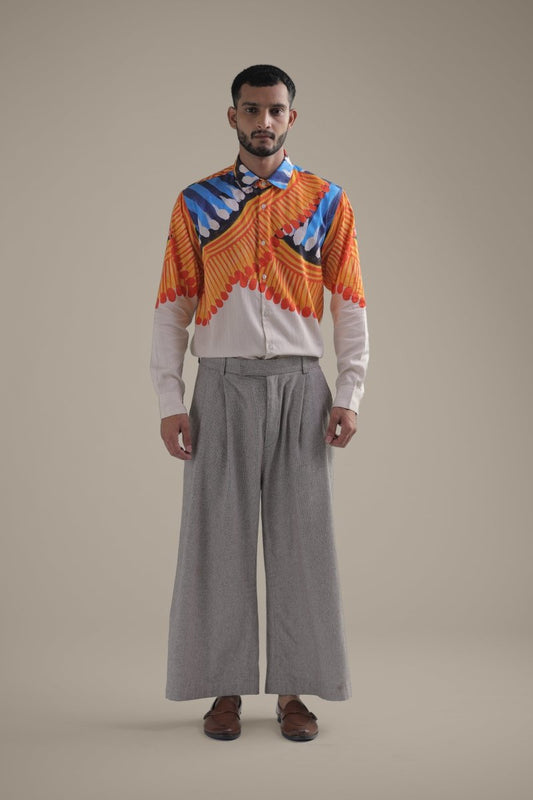 Kalighat Fire Shirt - Men - Off White - Giza Cotton - Naymish Designs