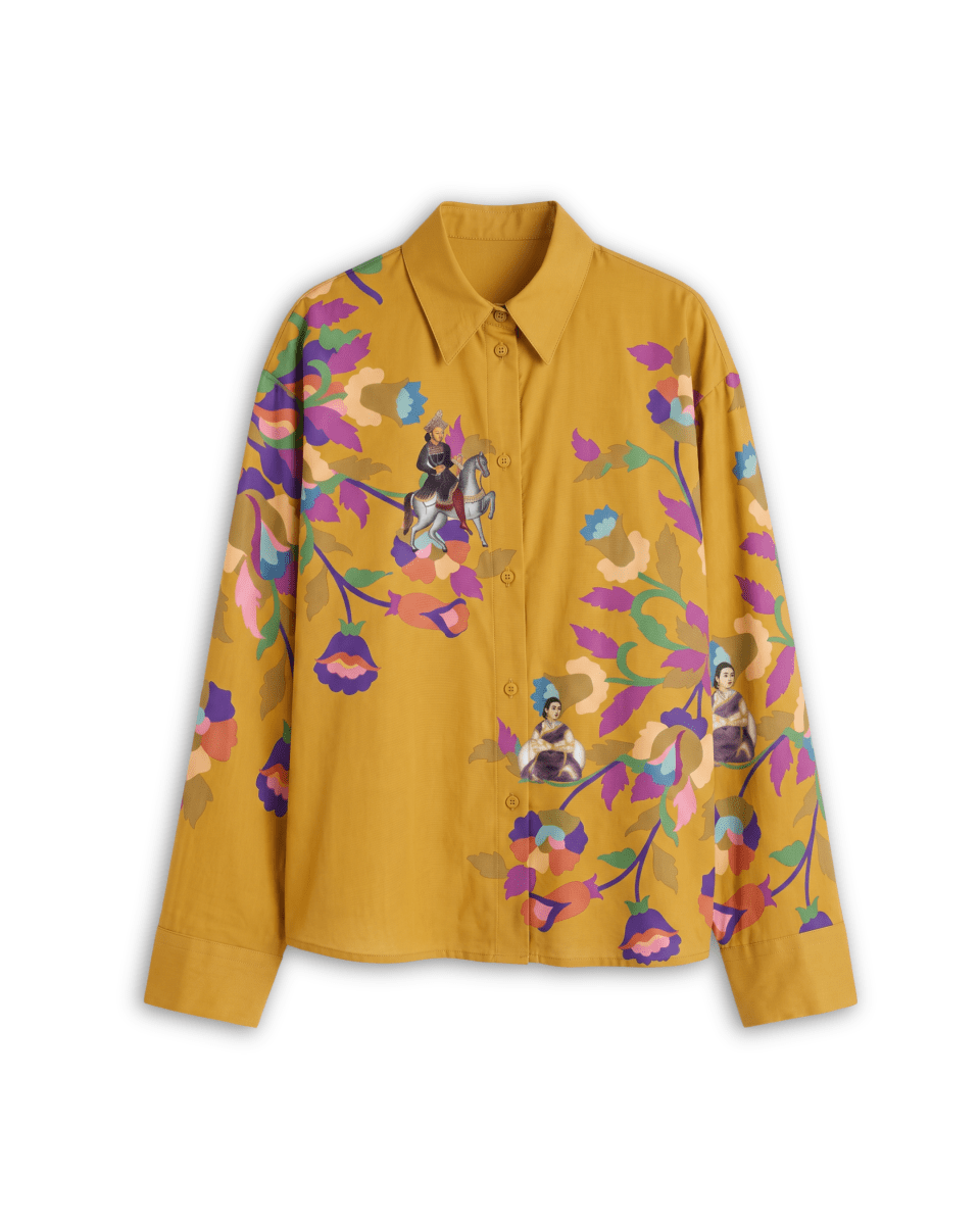 Kalighat Floral Graffit Shirt Women - Naymish Designs