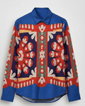 Kanaat - Blue Summer Shirt for Women in Cotton and Linen - Naymish Designs