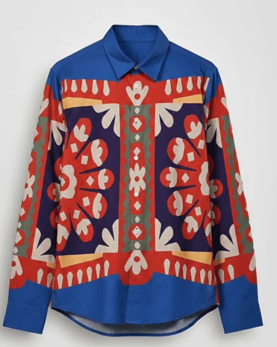 Kanaat - Blue Summer Shirt for Women in Cotton and Linen - Naymish Designs