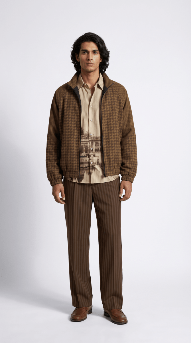 Khaki Check Jacket - Naymish Designs