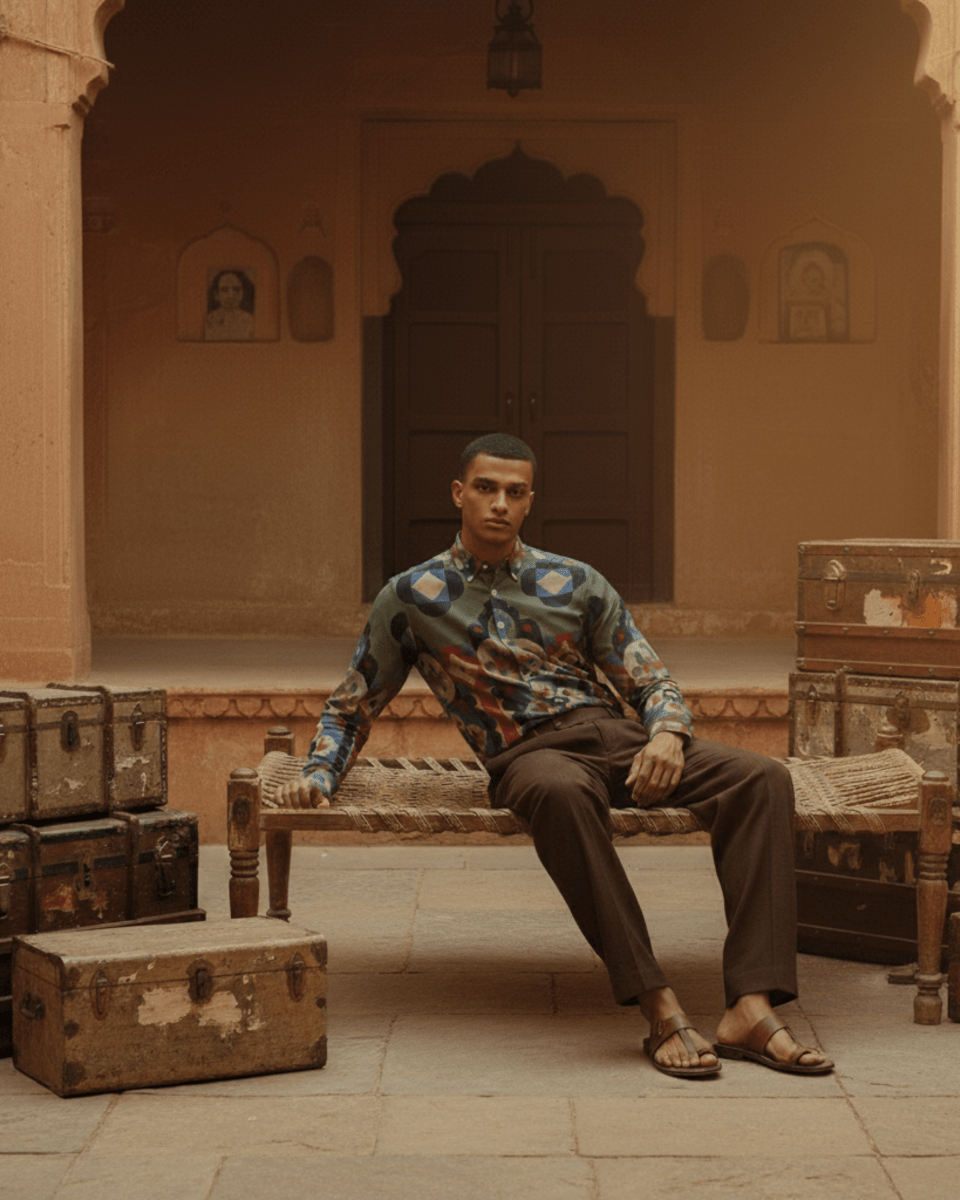 Kilim Edit No 7 - Luxury Designer Shirt | Soft Cotton or Pure Linen | Partywear shirt for Men - Naymish Designs