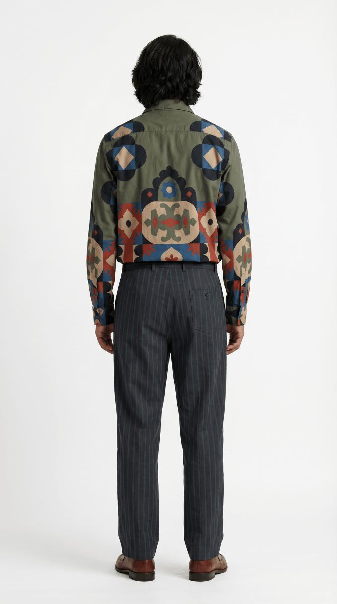 Kilim Shirt Men - Luxury Designer Shirt for Men | Soft Cotton or Pure Linen | Partywear - Naymish Designs