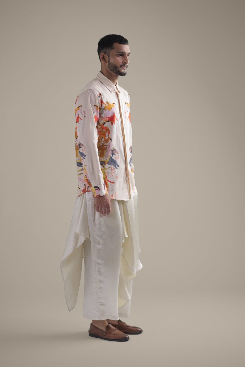 Kirtharjuna Shirt - Men - Off White - Giza Cotton - Naymish Designs