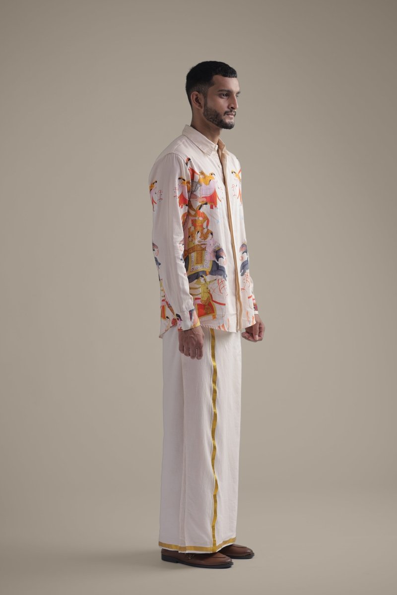 Kirtharjuna Shirt - Men - Off White - Giza Cotton - Naymish Designs