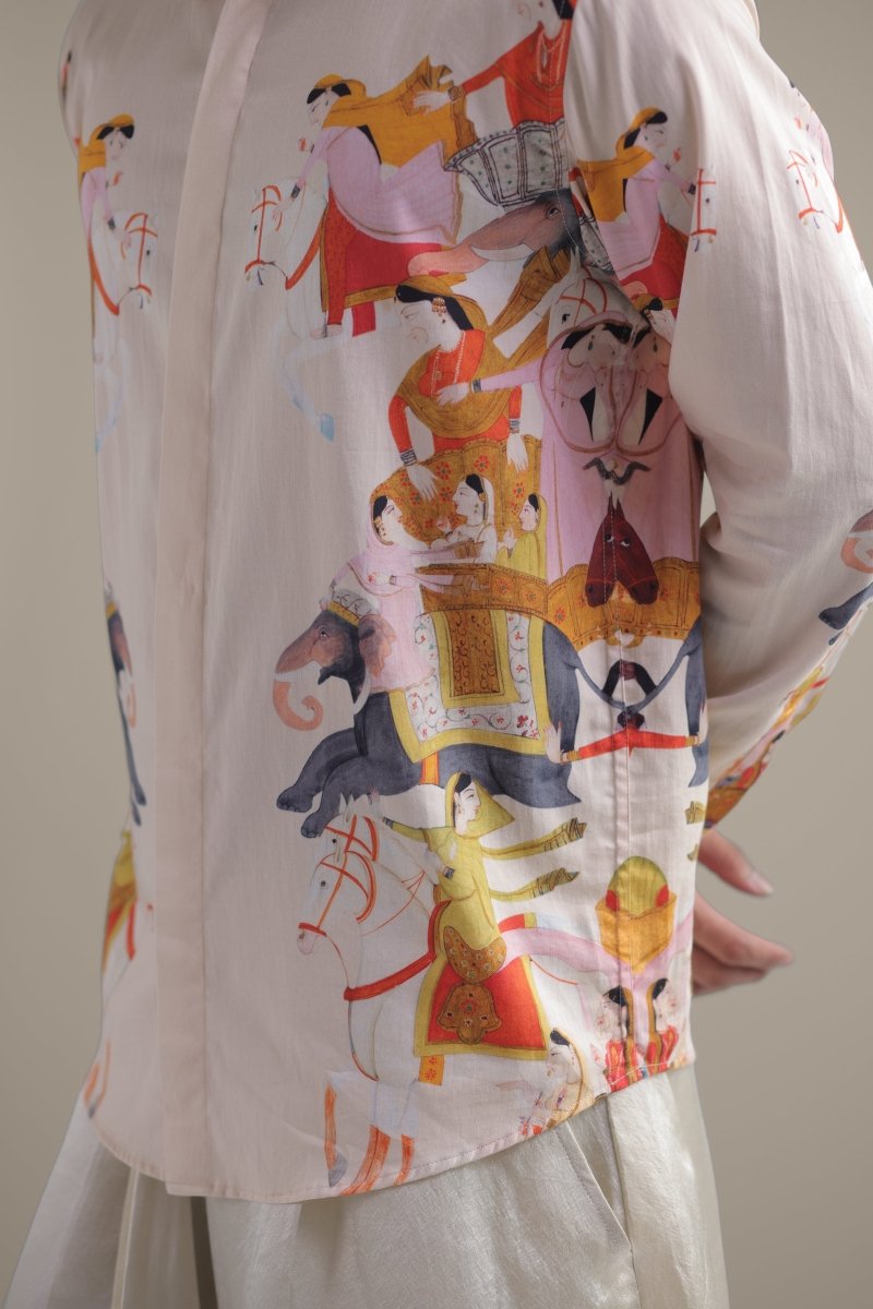 Kirtharjuna Shirt - Men - Off White - Giza Cotton - Naymish Designs