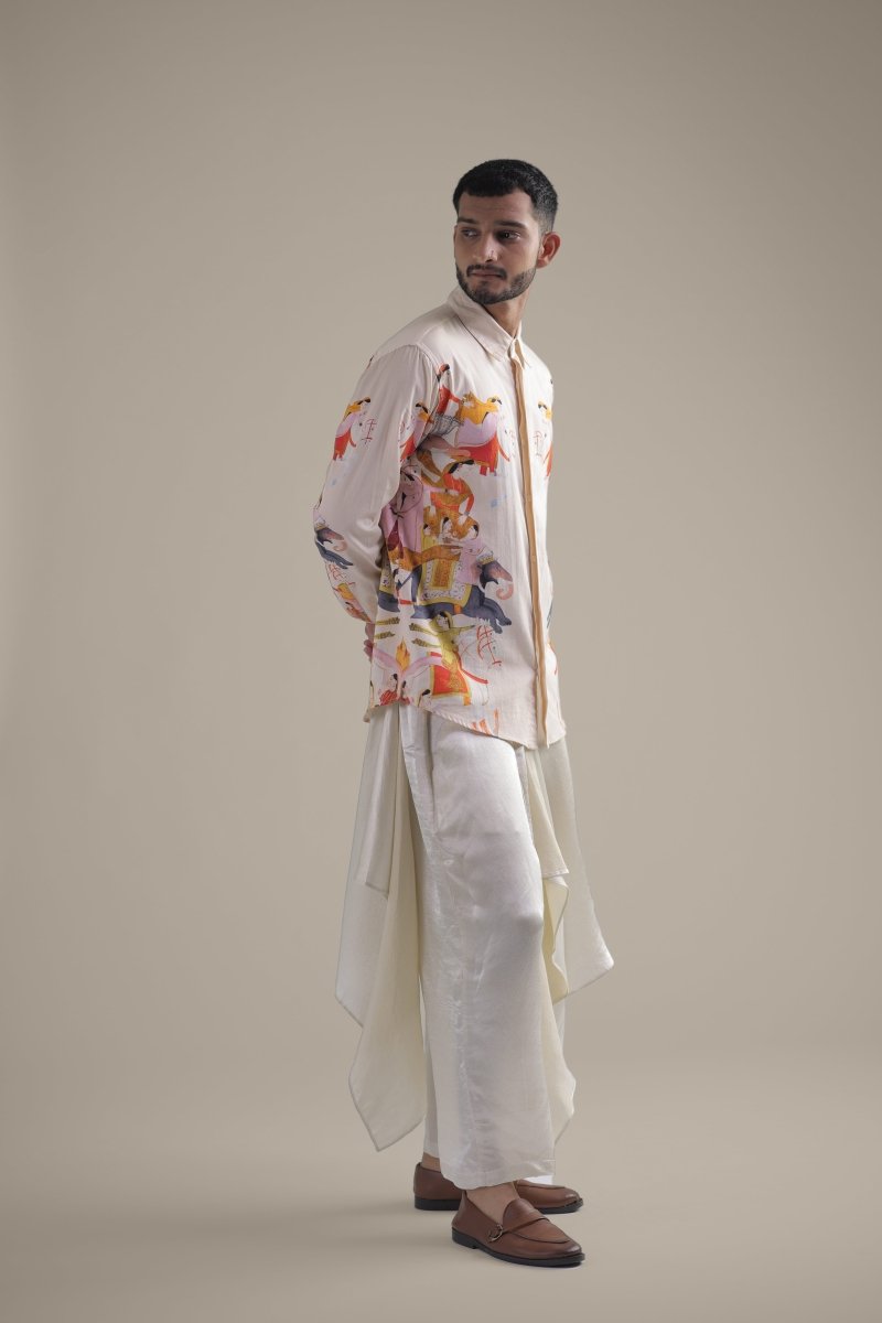 Kirtharjuna Shirt - Men - Off White - Giza Cotton - Naymish Designs