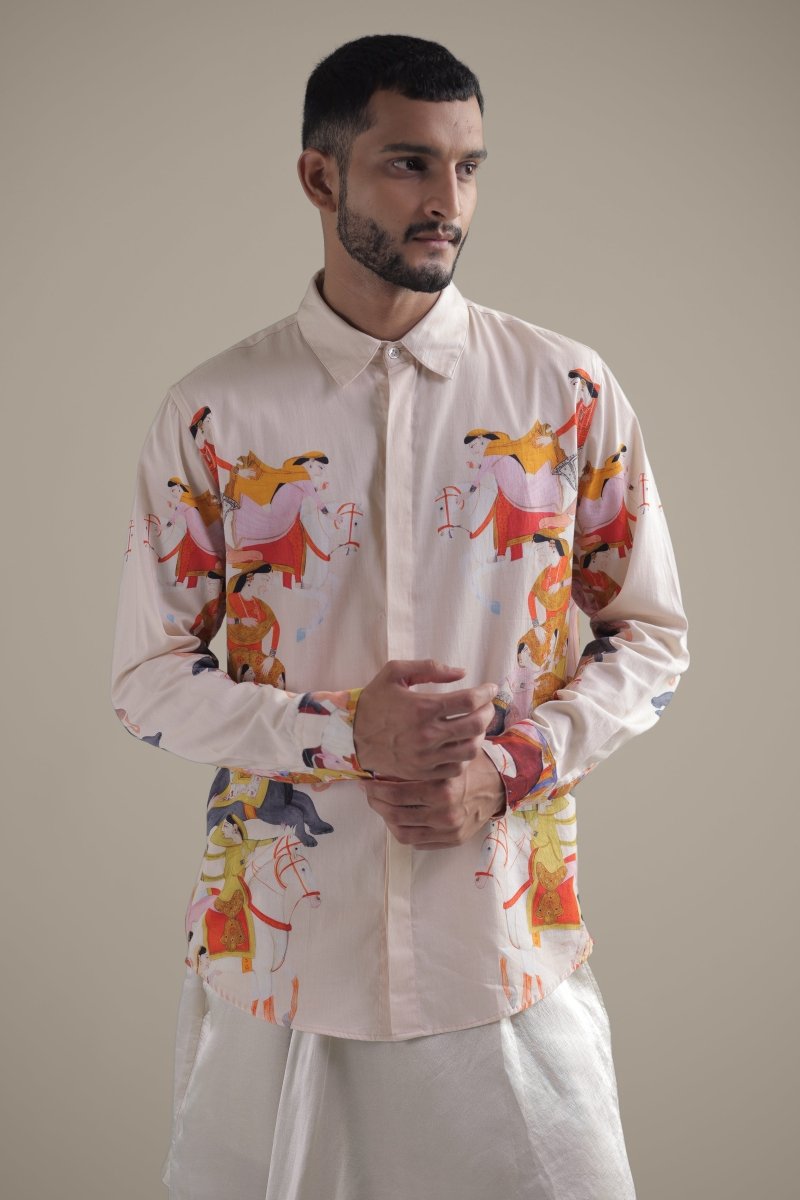 Kirtharjuna Shirt - Men - Off White - Giza Cotton - Naymish Designs