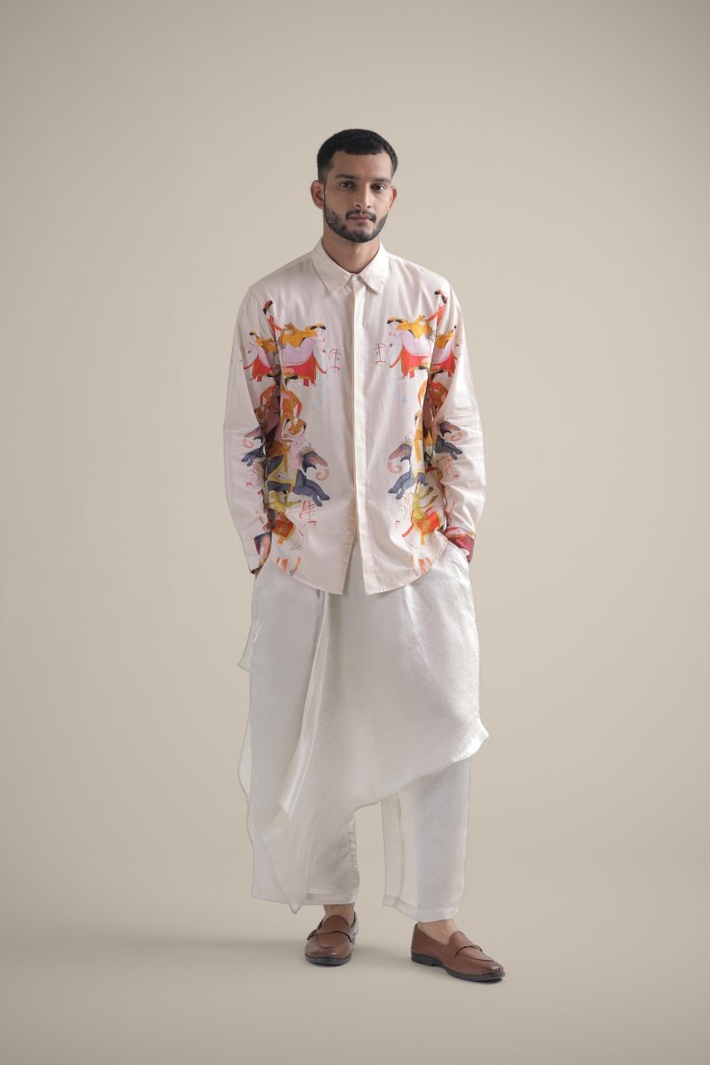 Kirtharjuna Shirt - Men - Off White - Giza Cotton - Naymish Designs