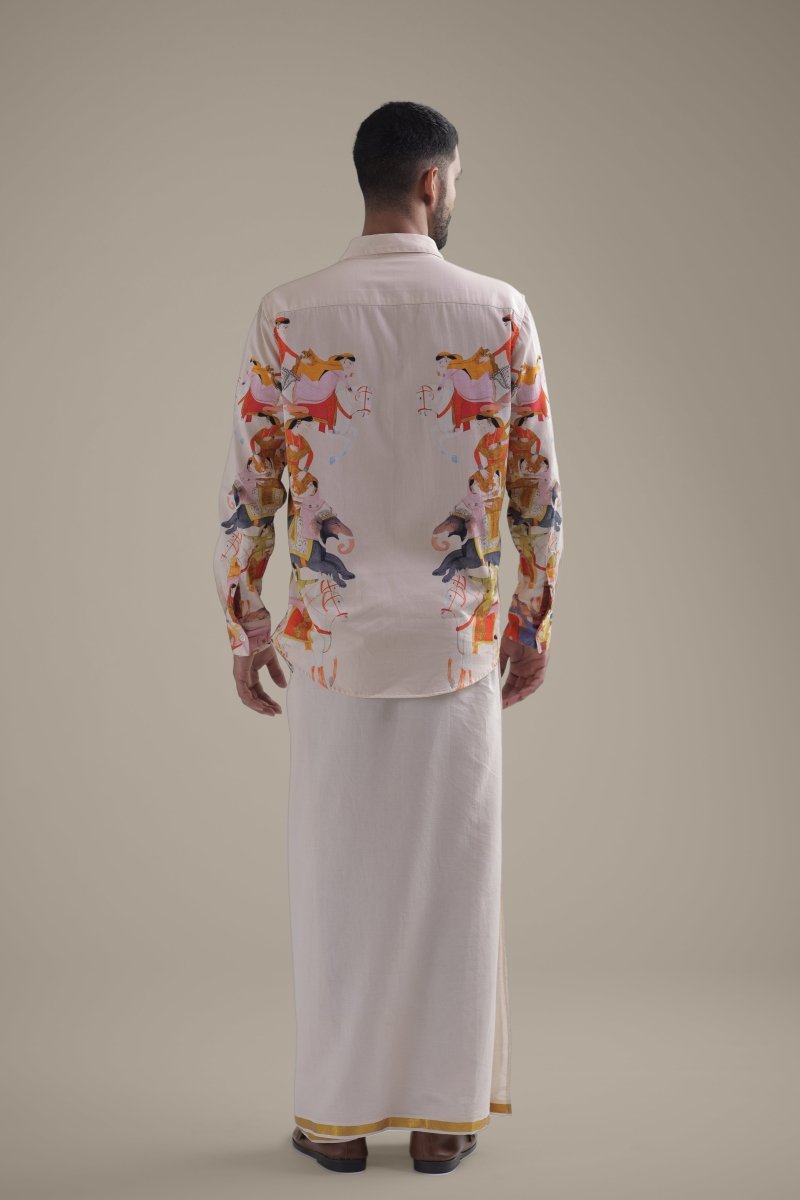 Kirtharjuna Shirt - Men - Off White - Giza Cotton - Naymish Designs