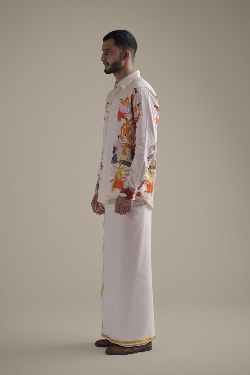 Kirtharjuna Shirt - Men - Off White - Giza Cotton - Naymish Designs