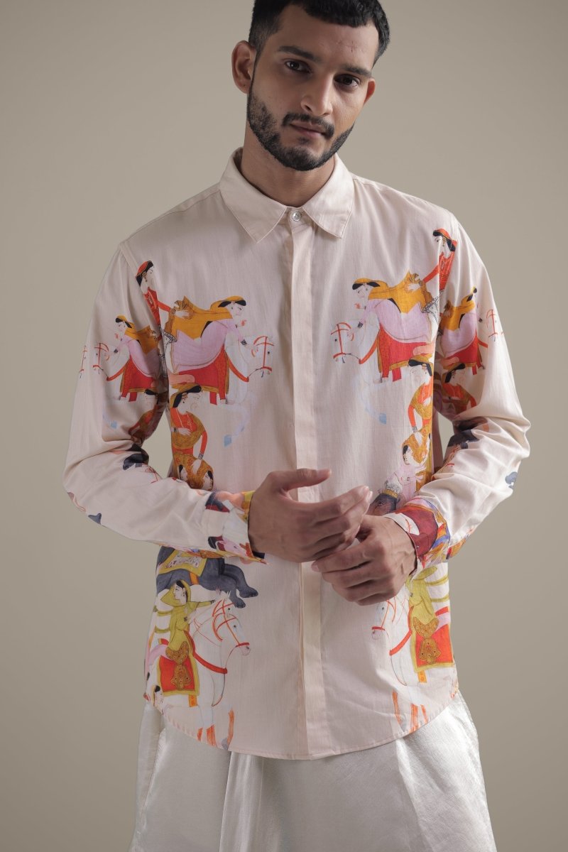 Kirtharjuna Shirt - Men - Off White - Giza Cotton - Naymish Designs