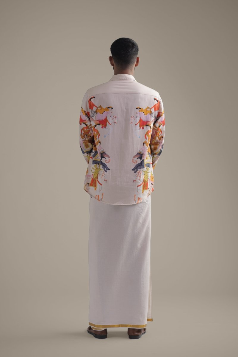 Kirtharjuna Shirt - Men - Off White - Giza Cotton - Naymish Designs