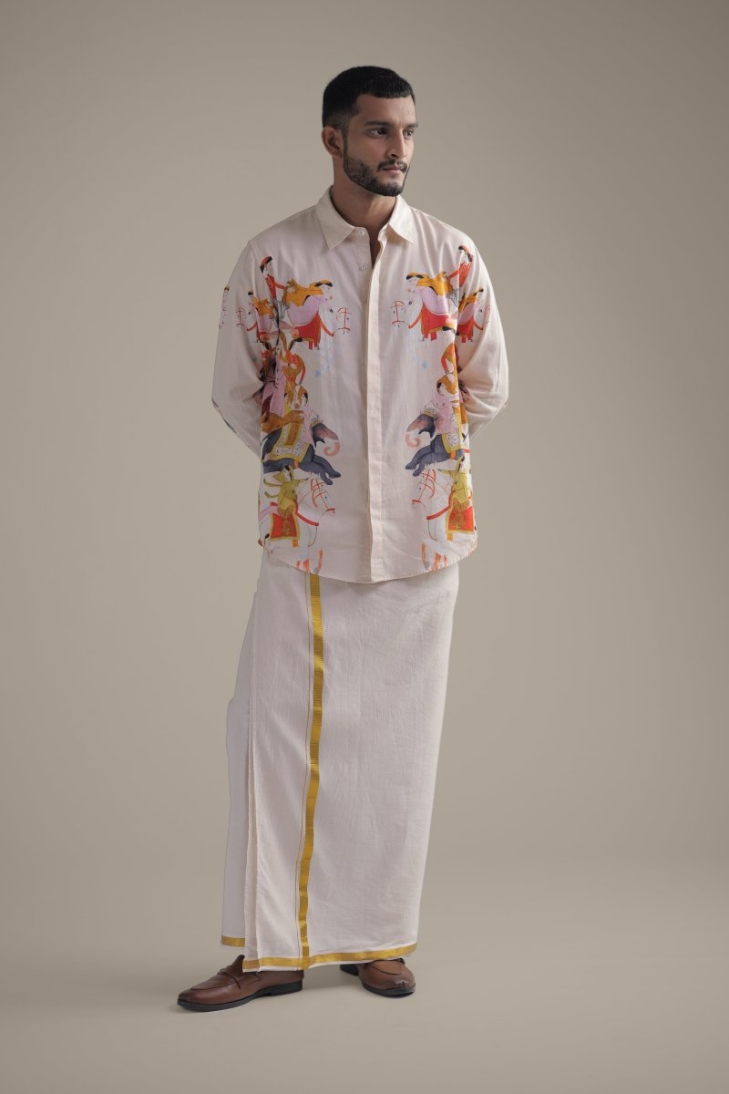 Kirtharjuna Shirt - Men - Off White - Giza Cotton - Naymish Designs