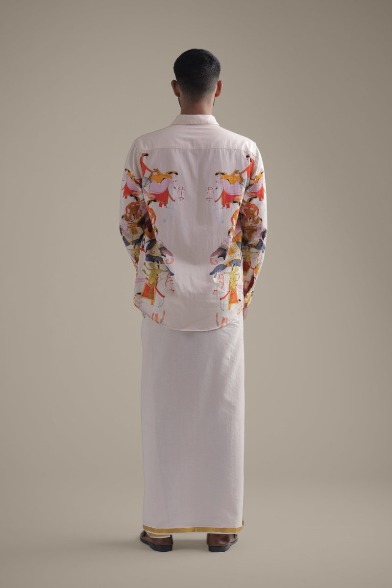 Kirtharjuna Shirt - Men - Off White - Giza Cotton - Naymish Designs
