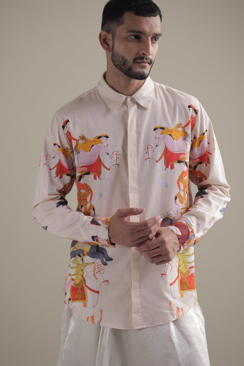 Kirtharjuna Shirt - Men - Off White - Giza Cotton - Naymish Designs