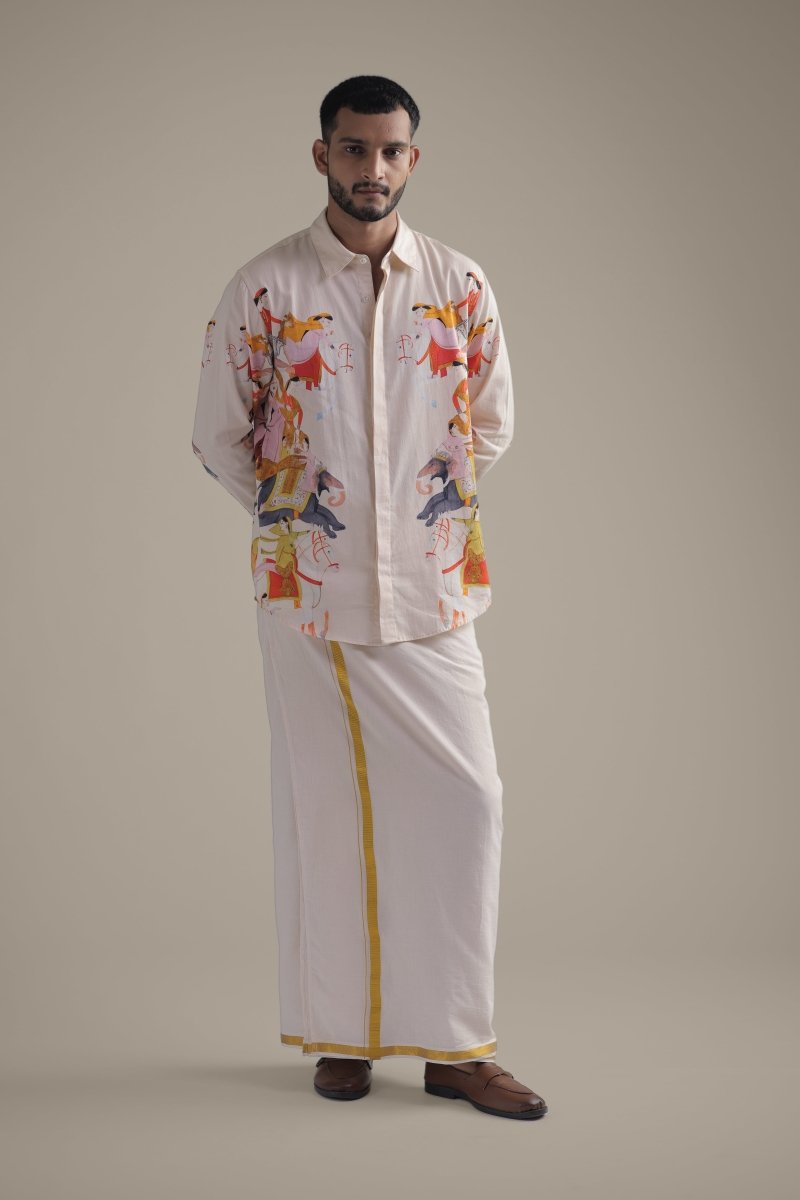 Kirtharjuna Shirt - Men - Off White - Giza Cotton - Naymish Designs