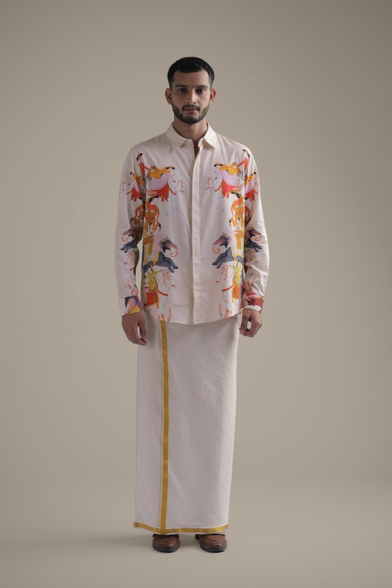 Kirtharjuna Shirt - Men - Off White - Giza Cotton - Naymish Designs