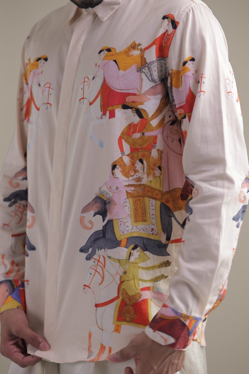 Kirtharjuna Shirt - Men - Off White - Giza Cotton - Naymish Designs