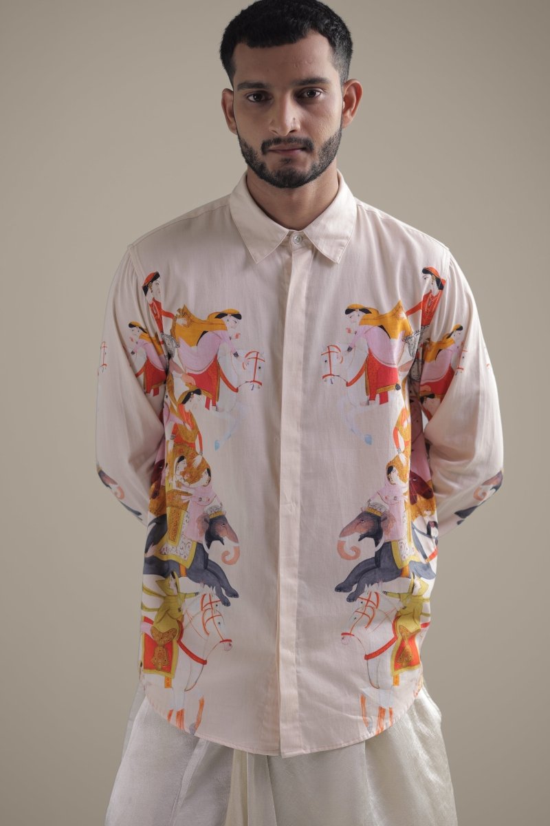 Kirtharjuna Shirt - Men - Off White - Giza Cotton - Naymish Designs