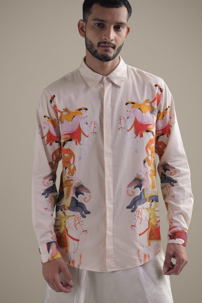 Kirtharjuna Shirt - Men - Off White - Giza Cotton - Naymish Designs