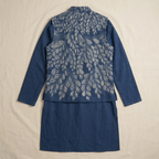 Gond Leaf Set Blue Men vest back view