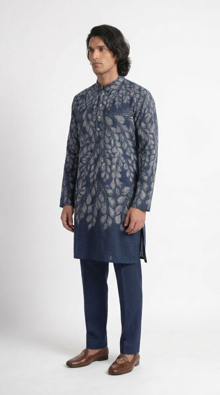 Gond Leaf Set Blue Men side view