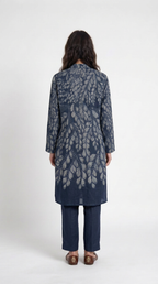 Gond Leaf Kurta Women Blue alternate back view