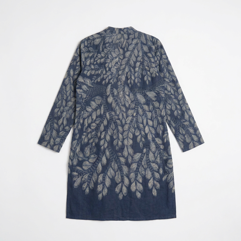 Gond Leaf Kurta Women Blue flat alternate back