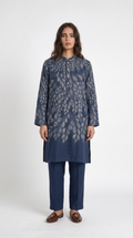 Gond Leaf Kurta Women Blue front view