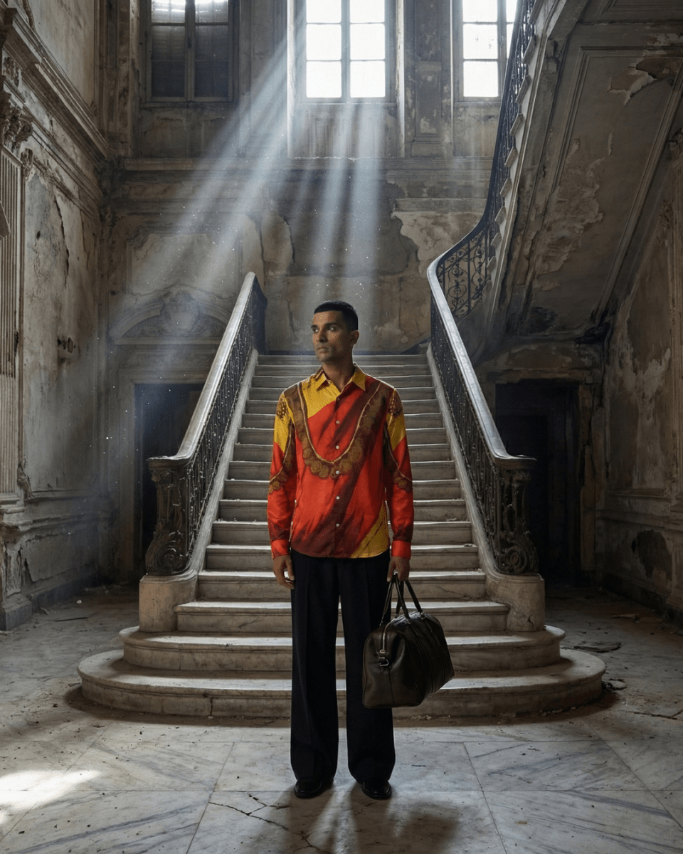 Maala Shirt for Men | Red Yellow | Cotton or Linen - Naymish Designs