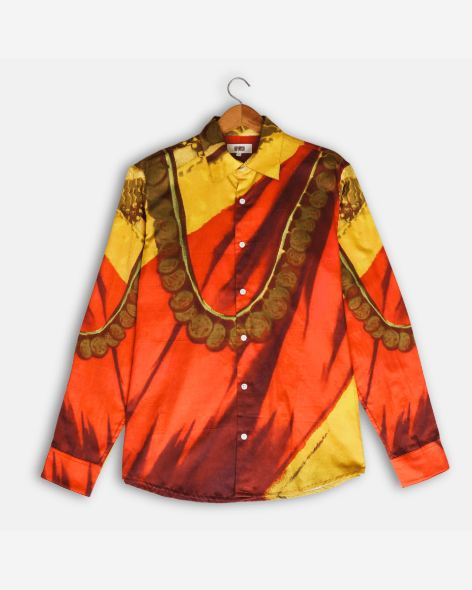 Maala Shirt for Men | Red Yellow | Cotton or Linen - Naymish Designs