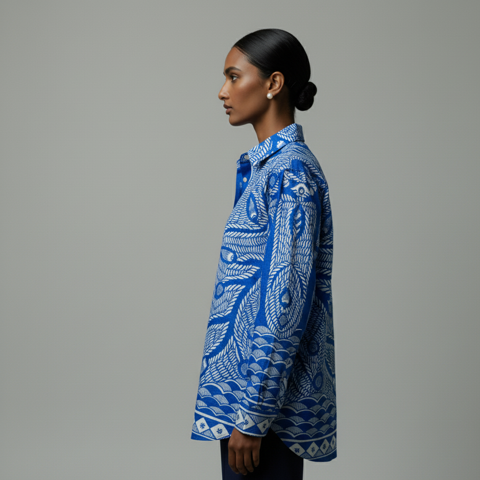 Madhubani Blue Shirt Women