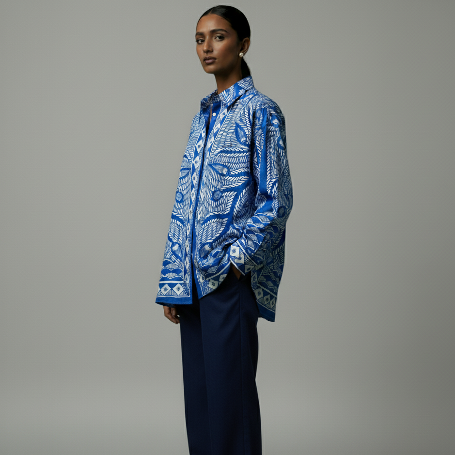 Madhubani Blue Shirt Women