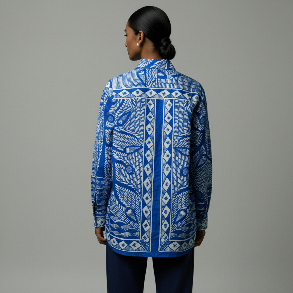 Madhubani Blue Shirt Women