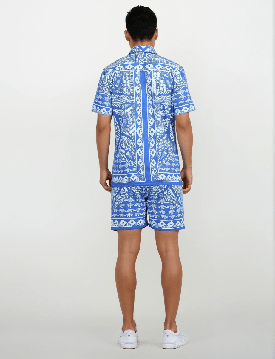 Madhubani Blues Luxury Shirts for Men - Naymish Designs