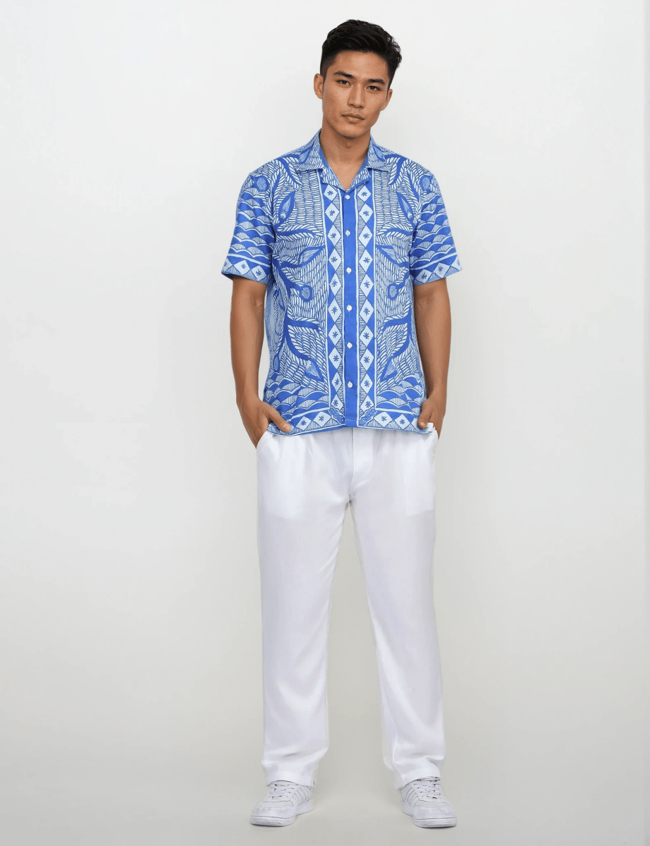 Madhubani Blues Luxury Shirts for Men - Naymish Designs