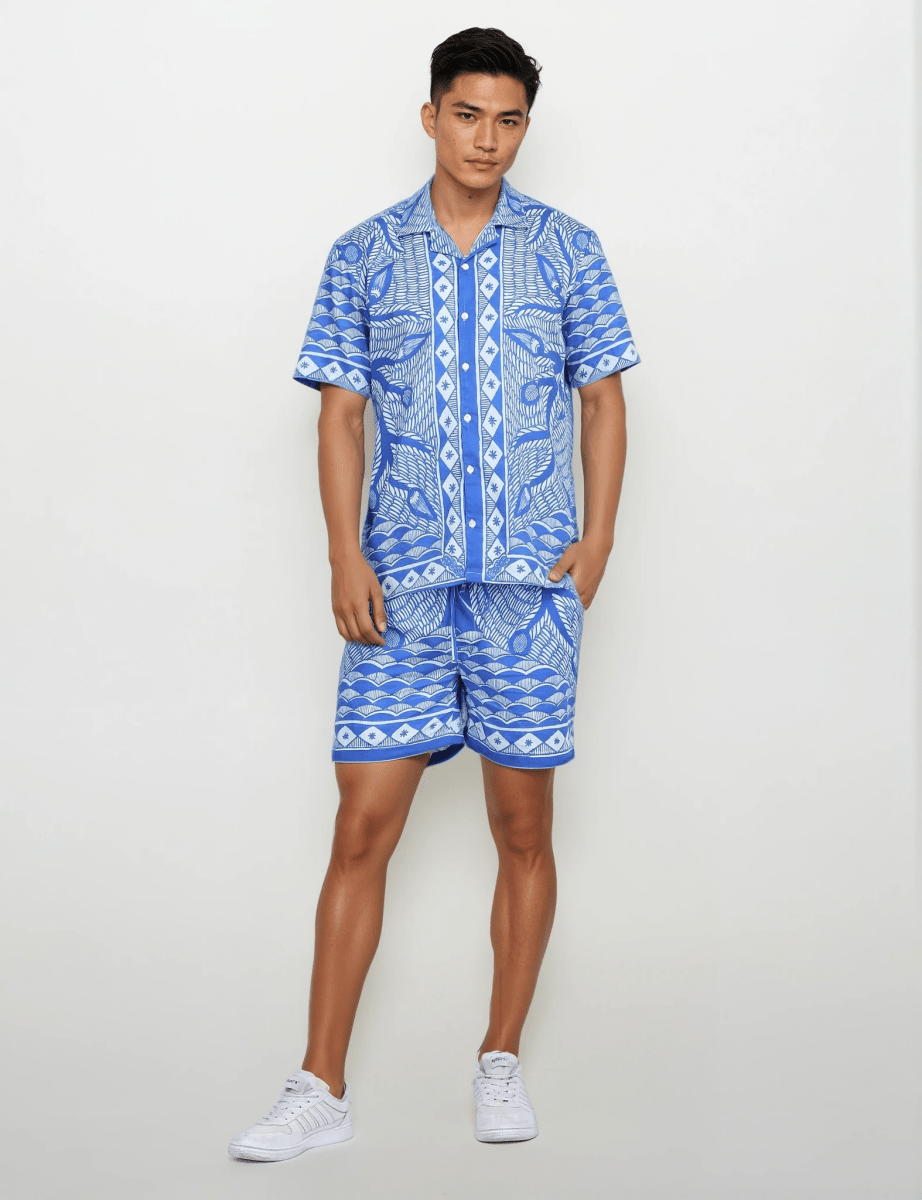 Madhubani Blues Luxury Shirts for Men - Naymish Designs