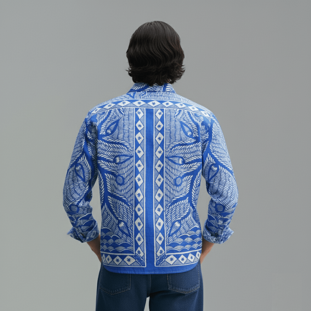 Madhubani - Luxury Designer Shirt | Soft Cotton or Pure Linen | Partywear shirt for Men - Naymish Designs