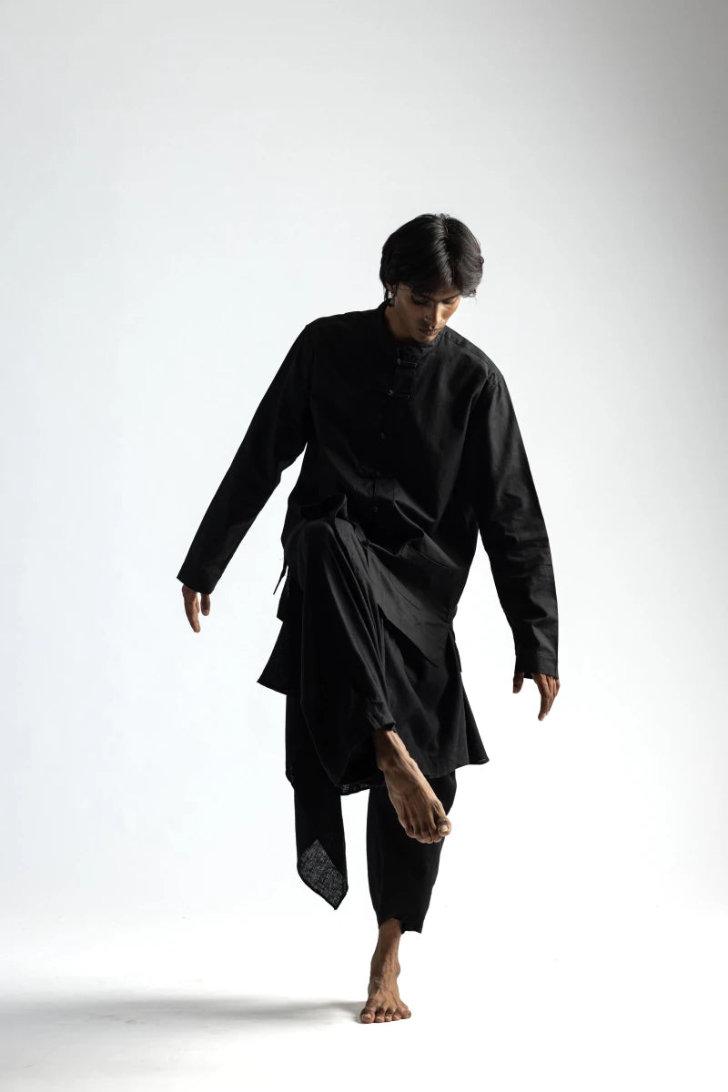 Mandarin Collar Co-ord Set - Men - Black - Cotton - Naymish Designs