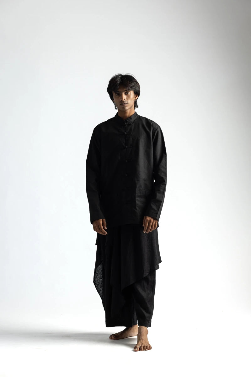Mandarin Collar Co-ord Set - Men - Black - Cotton - Naymish Designs