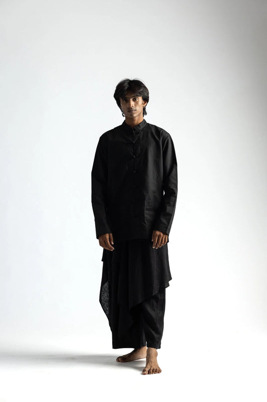Mandarin Collar Co-ord Set - Men - Black - Cotton - Naymish Designs
