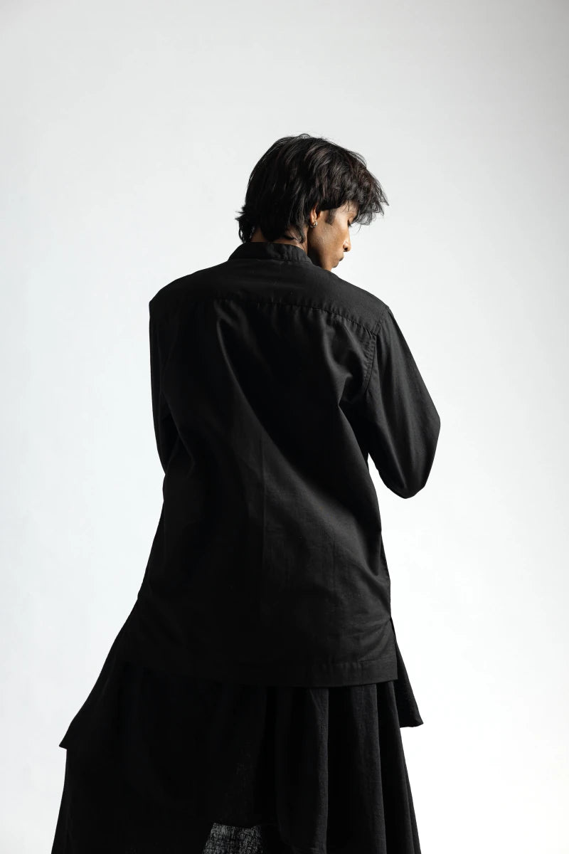 Mandarin Collar Co-ord Set - Men - Black - Cotton - Naymish Designs